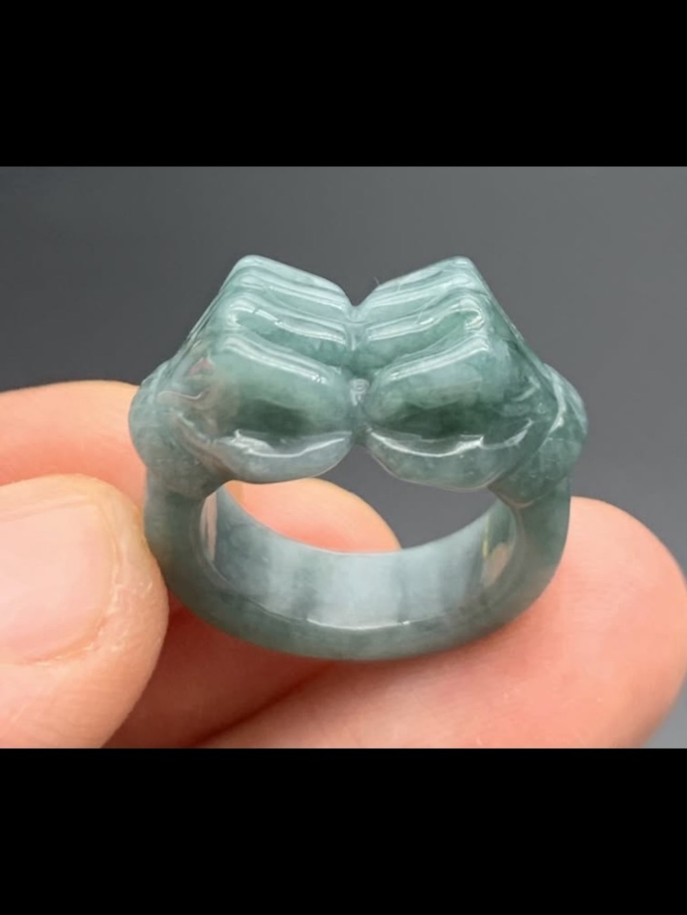 Elegant jadeite jade fist ring palm size4 certificate green